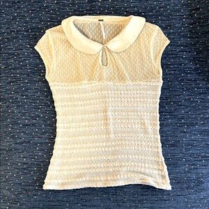 Free People size XS Cream Textured sheer classic Blouse